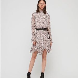 All Saints Ria Free-fall floral chiffon mini dress